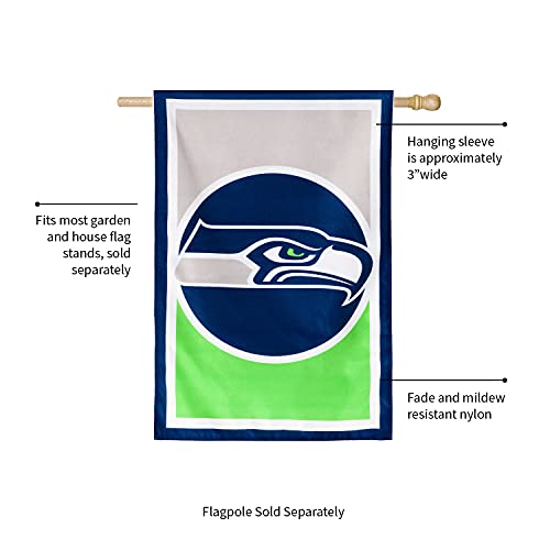 Team Sports America NFL Double Sided Seattle Seahawks House Flag Officially Licensed Sports Flag for Home Office Yard Sports Gift - 757 Sports Collectibles