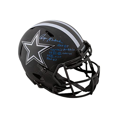 Roger Staubach 5 Inscription Autographed Dallas Eclipse Authentic Full-Size Football Helmet - BAS - 757 Sports Collectibles