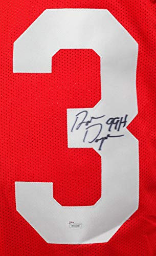 Ron Dayne Autographed Red College Style Jersey w/HT- JSA W MR3 - 757 Sports Collectibles