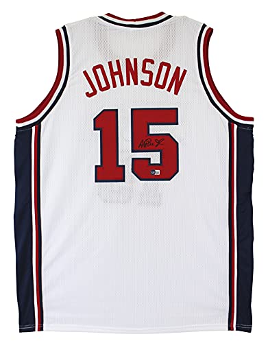 Magic Johnson Team USA Authentic Signed White Jersey Autographed BAS Witnessed - 757 Sports Collectibles