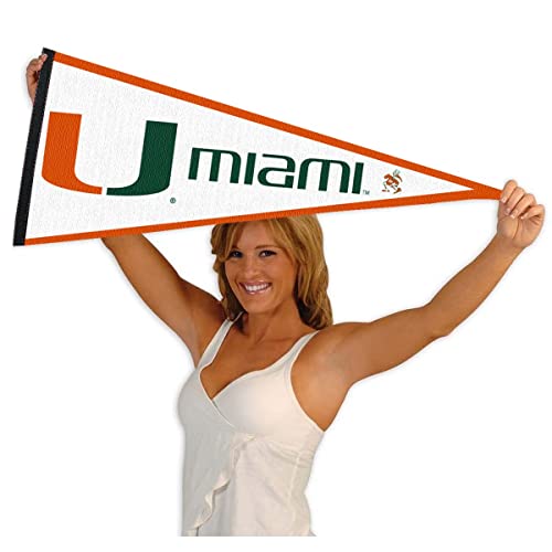 College Flags & Banners Co. Miami Hurricanes White Pennant - 757 Sports Collectibles