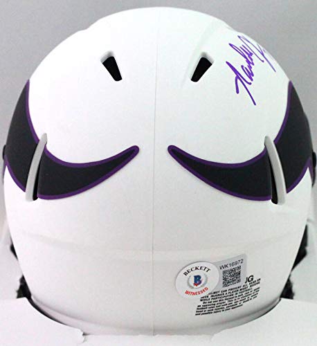 Randall Cunningham Autographed Eagles Lunar Speed Mini Helmet- Beckett W Purple - 757 Sports Collectibles