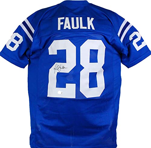 Marshall Faulk Autographed Blue Pro Style Jersey-Beckett W Hologram Black - 757 Sports Collectibles