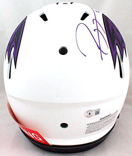 Ray Lewis Autographed Baltimore Ravens Authentic Lunar Helmet- Beckett W Purple - 757 Sports Collectibles