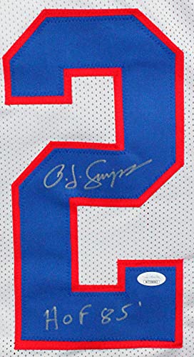 OJ Simpson Autographed White Pro Style Jersey w/HOF- JSA W Silver - 757 Sports Collectibles