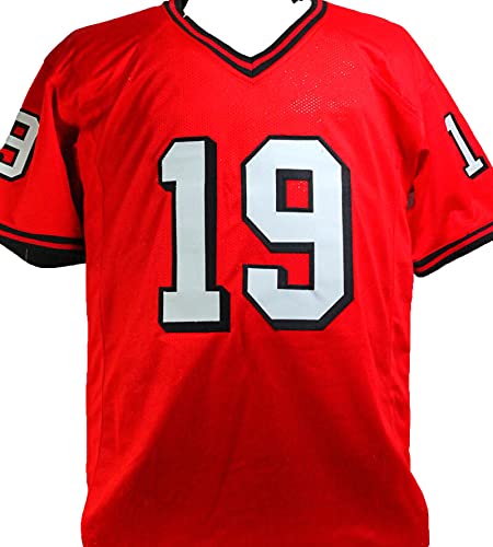 Hines Ward Autographed Red College Style Jersey- Beckett W Black - 757 Sports Collectibles