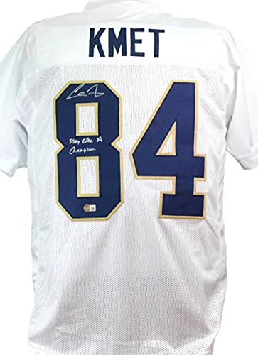 Cole Kmet Autographed White College Style Jersey w/PLACT - Beckett W Silver - 757 Sports Collectibles