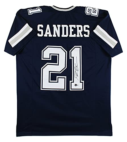 Deion Sanders Authentic Signed Navy Blue Pro Style Jersey BAS Witnessed - 757 Sports Collectibles