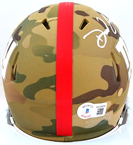 Daniel Jones Autographed New York Giants Camo Mini Helmet- Beckett W White - 757 Sports Collectibles