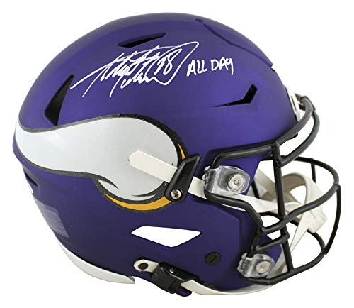 Vikings Adrian Peterson"All Day" Signed Speed Flex Full Size Helmet BAS Witness - 757 Sports Collectibles