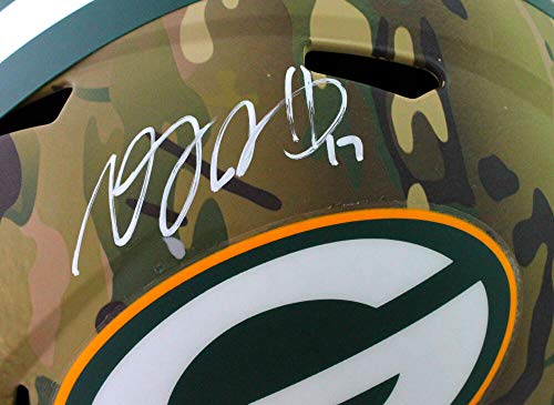 Davante Adams Autographed Packers Full Size Camo Helmet- Beckett Witnessed White - 757 Sports Collectibles