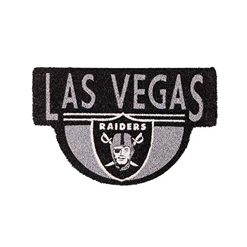 Team Sports America Officially Licensed NFL Fan Gear Las Vegas Raiders, Shaped Coir Door Mat Floor Mat Sports Accessories and Gift for Home Office and Fan Cave - 757 Sports Collectibles