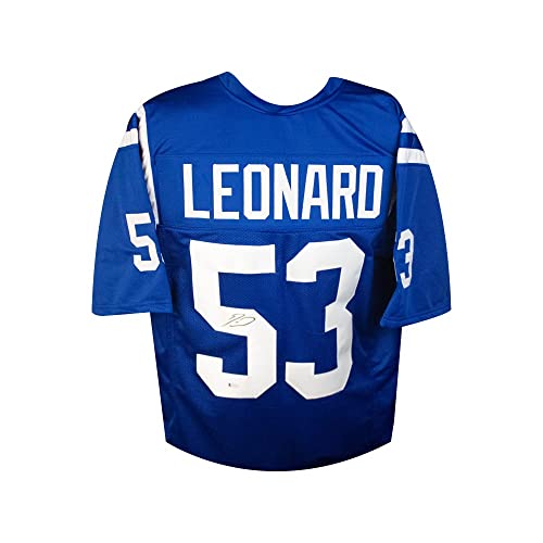 Darius Leonard Autographed Indianapolis Blue Custom Football Jersey - BAS COA - 757 Sports Collectibles