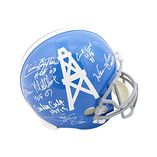 Houston Oilers Greats Autographed Blue Full-Size Football Helmet - BAS COA (11 Autos) - 757 Sports Collectibles