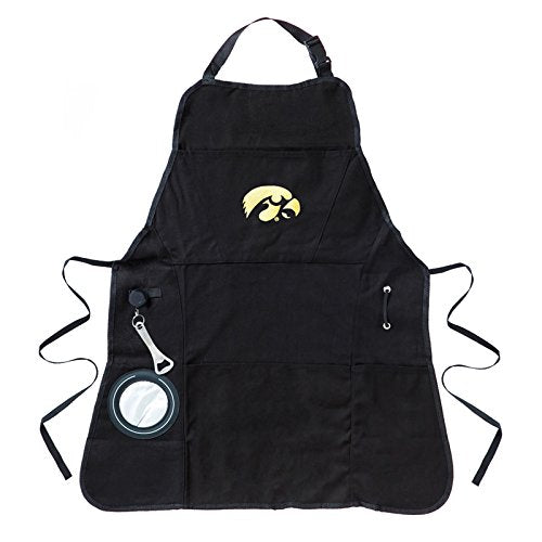 Team Sports America Collegiate University of Iowa Ultimate Grilling Apron Durable Cotton with Beverage Opener and Multi Tool For Football Fans Fathers Day and More - 757 Sports Collectibles