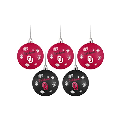 FOCO Oklahoma Sooners NCAA 5 Pack Shatterproof Ball Ornament Set - 757 Sports Collectibles