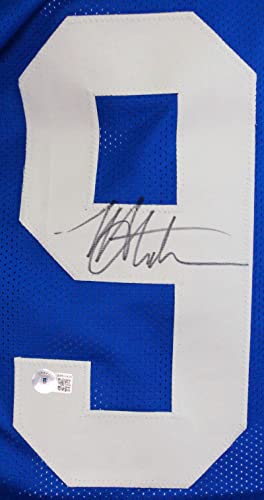 Michael Strahan Autographed Blue STAT Pro Style Jersey-Beckett W Hologram - 757 Sports Collectibles