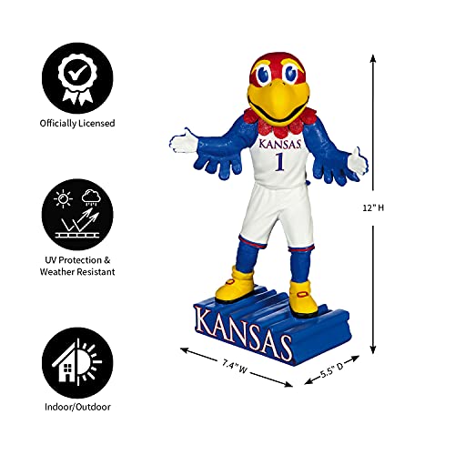 Team Sports America NCAA University of Kansas Fun Colorful Mascot Statue 12 Inches Tall - 757 Sports Collectibles