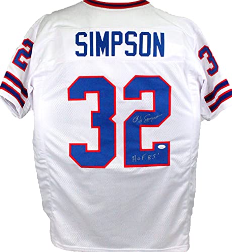 OJ Simpson Autographed White Pro Style Jersey w/HOF- JSA W Silver - 757 Sports Collectibles