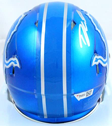 D'Andre Swift Autographed Detroit Lions Flash Speed Mini Helmet-Fanatics Silver - 757 Sports Collectibles