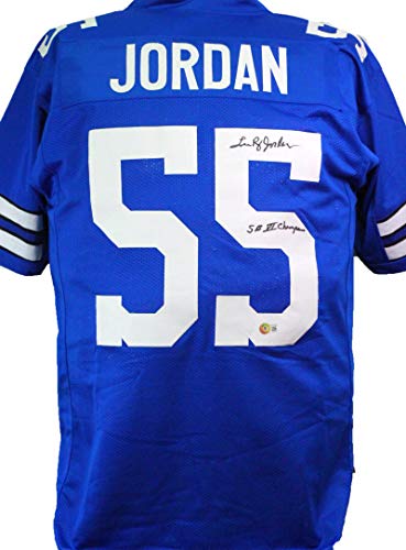 Lee Roy Jordan Autographed Blue Pro Style Jersey w/White Num- Beckett W Black - 757 Sports Collectibles