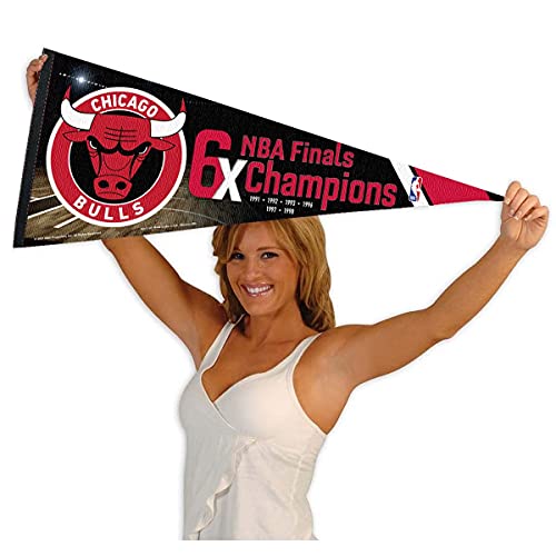 WinCraft Chicago Bulls 6 Time Champions Pennant Flag - 757 Sports Collectibles