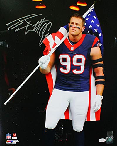 JJ Watt Autographed Houston Texans 16x20 PF Photo Flag in Tunnel- JSA W Silver - 757 Sports Collectibles