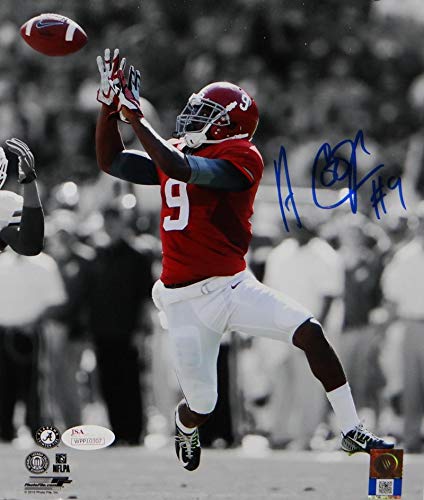 Amari Cooper Autographed Alabama 8x10 B&W Color Catch PF Photo- JSA W Auth Blue - 757 Sports Collectibles