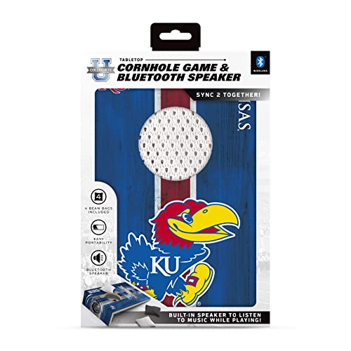 SOAR NCAA Tabletop Cornhole Game and Bluetooth Speaker, Kansas Jayhawks - 757 Sports Collectibles