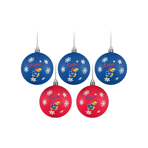 FOCO Kansas Jayhawks NCAA 5 Pack Shatterproof Ball Ornament Set - 757 Sports Collectibles