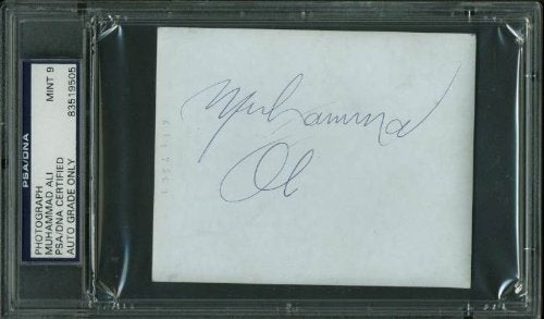 Muhammad Ali Authentic Signed 3.5X4.25 Photo Auto Graded Mint 9! PSA/DNA Slabbed - 757 Sports Collectibles