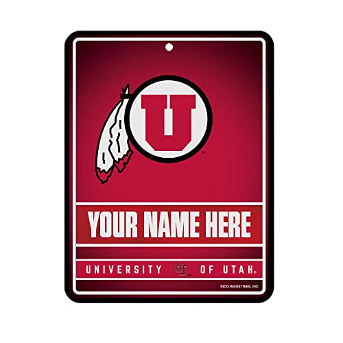 Rico Industries NCAA Utah Utes Personalized/Custom Metal 8.5" x 11" Parking Sign - Home Décor - Indoor/Outdoor - 757 Sports Collectibles