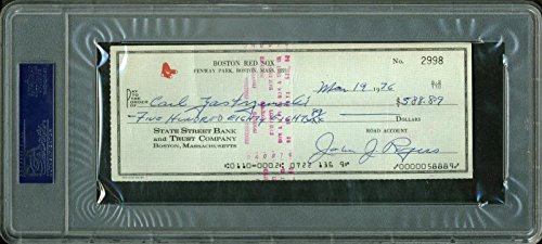 Red Sox Carl Yastrzemski Authentic Signed 1976 Red Sox Check PSA/DNA Slabbed - 757 Sports Collectibles