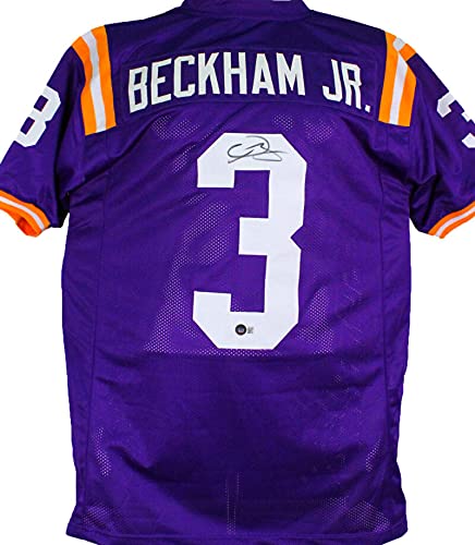 Odell Beckham Autographed Purple College Style Jersey-Beckett W Hologram Black - 757 Sports Collectibles