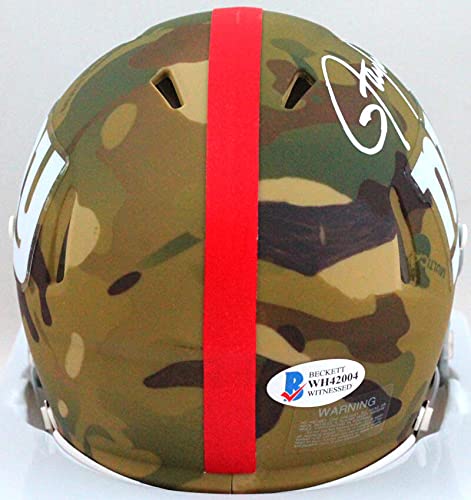 Lawrence Taylor Autographed NY Giants Camo Mini Helmet- Beckett W White - 757 Sports Collectibles