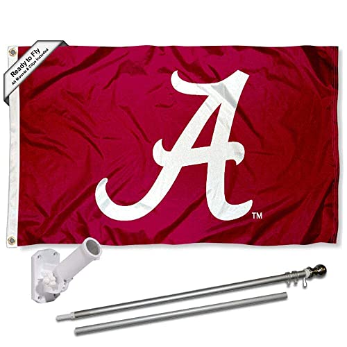 University of Alabama Polyester Flag and Pole Bracket Mount Bundle - 757 Sports Collectibles