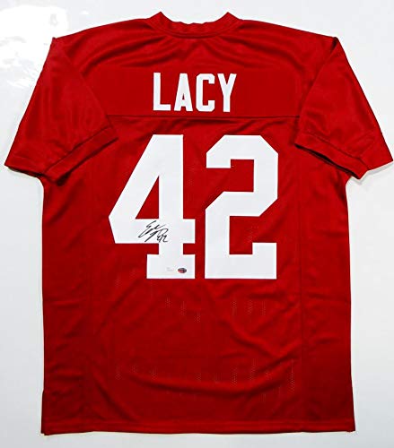 Eddie Lacy Autographed Crimson College Style Jersey- JSA W Authenticated Across 4