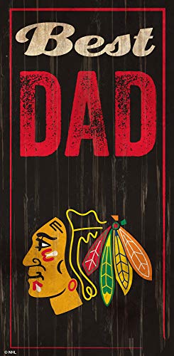 Fan Creations NHL Chicago Blackhawks Unisex Chicago Blackhawks Best Dad Sign, Team Color, 6 x 12 - 757 Sports Collectibles