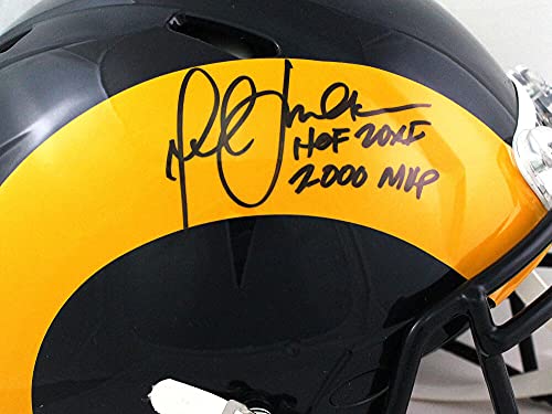 Marshall Faulk Signed Rams 81-99 Authentic Speed FS Helmet w 2Insc-Beckett WBlk - 757 Sports Collectibles