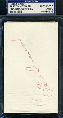 ELSTON HOWARD SIGNED 3X5 INDEX CARD PSA/DNA AUTHENTIC AUTOGRAPH