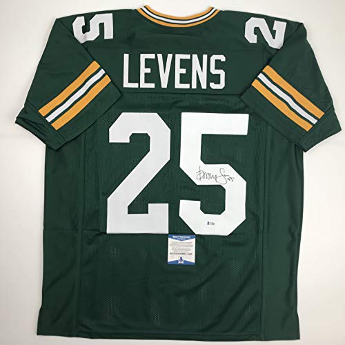 Autographed/Signed Dorsey Levens Green Bay Green Football Jersey Beckett BAS COA - 757 Sports Collectibles