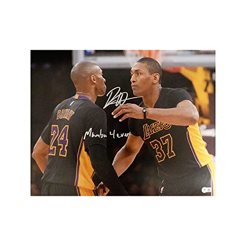 Ron Artest Mamba 4 Ever Autographed Los Angeles Kobe Bryant 16x20 Photo - BAS (Black Jersey) - 757 Sports Collectibles