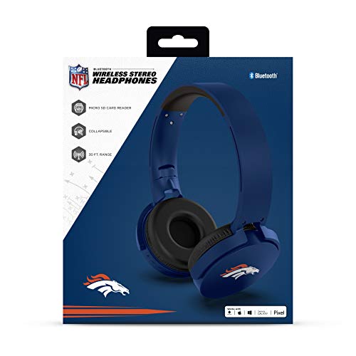 NFL Denver Broncos Wireless Bluetooth Headphones, Team Color - 757 Sports Collectibles