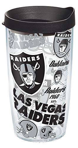 Tervis Made in USA Double Walled NFL Las Vegas Raiders All Over Insulated Tumbler Cup Keeps Drinks Cold & Hot, 16oz, Classic - 757 Sports Collectibles