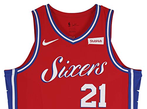 76ers Joel Embiid March 8, 2018 Game Used Red Road Nike Jersey NBA LOA - 757 Sports Collectibles