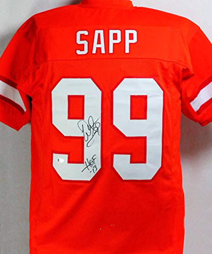 Warren Sapp Autographed Orange Pro Style Jersey w/HOF- Beckett Witness - 757 Sports Collectibles