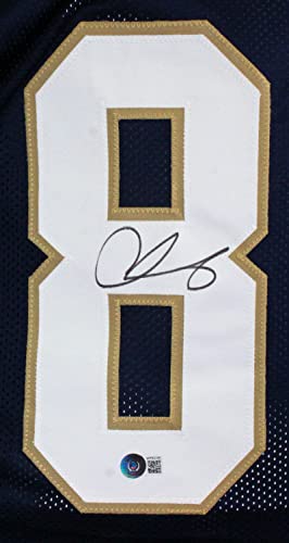 Chase Claypool Autographed Navy Blue College Style Jersey-Beckett W Hologram Black - 757 Sports Collectibles