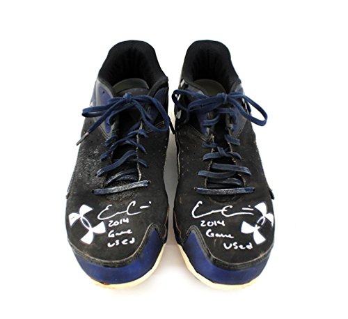 Evan Gattis Autographed/Signed Game Used Blue & Black Under Armor Cleats with "2014 Game Used' Inscription - 757 Sports Collectibles