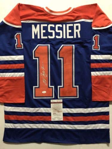 Autographed/Signed Mark Messier Edmonton Blue Hockey Jersey JSA COA - 757 Sports Collectibles