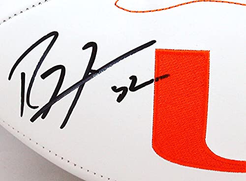 Ray Lewis Autographed Miami Hurricanes Logo Football- Beckett W Black - 757 Sports Collectibles